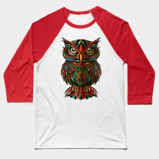 Psychedelic Woodcut Owl Baseball T-Shirt